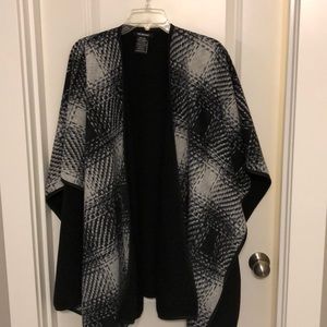 Fleece plaid poncho